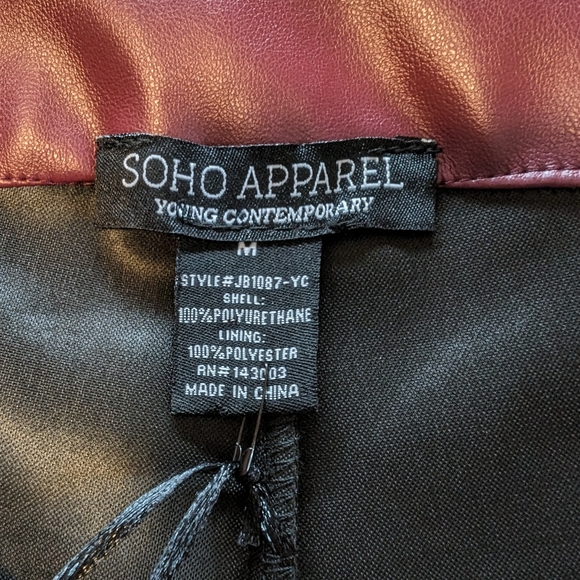 SOHO Apparel Burgundy Faux Leather Pants Women’s Medium - NWT - Picture 15 of 16